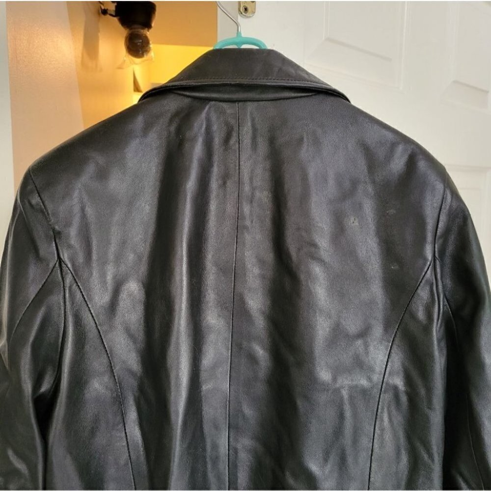 90s y2k vintage Leather blazer  jacket oversized small - Picture 9 of 14